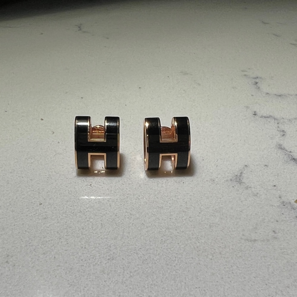 Hermes Black and Gold Earrings - Picture 5 of 7